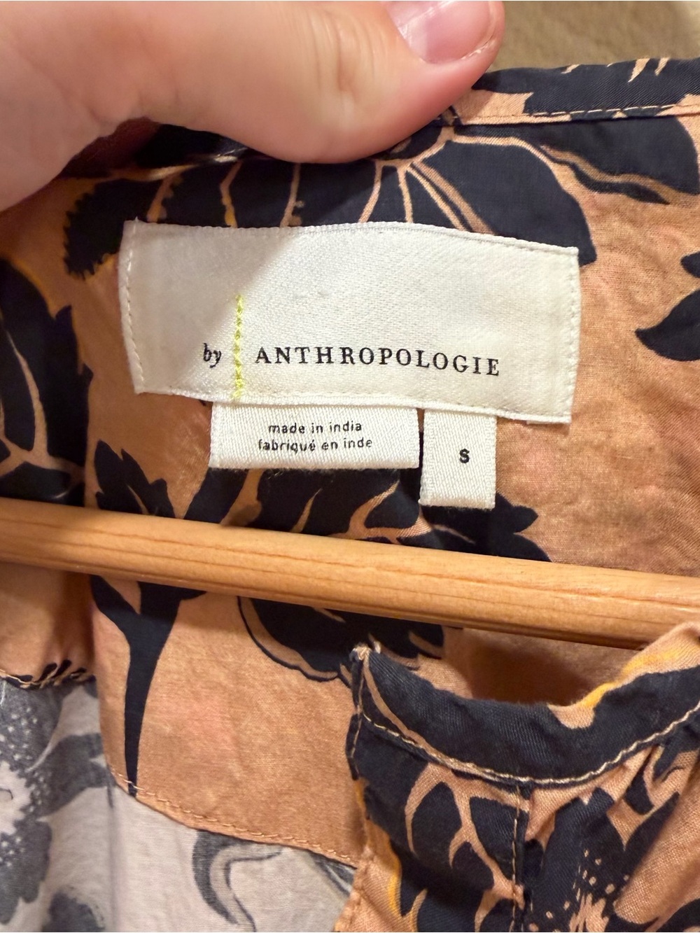Anthropologie Somerset Tan Floral Tiered Maxi Dress with Smocked Waist Small - Picture 12 of 12